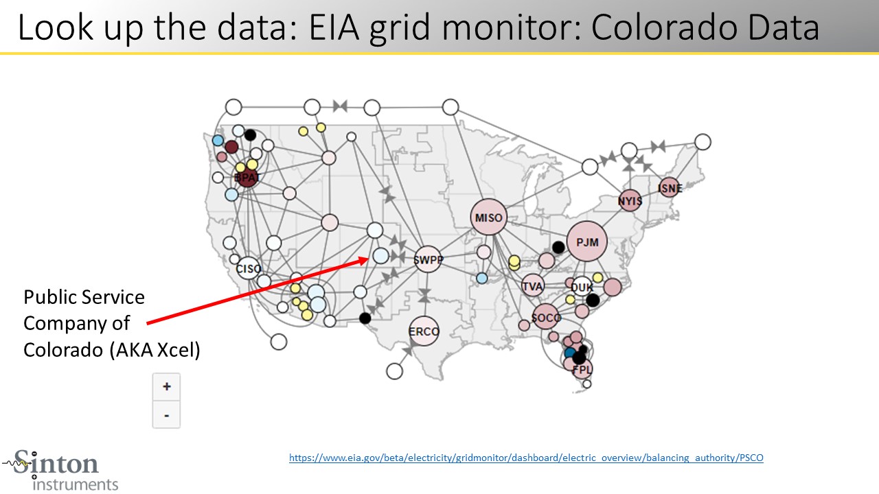Look up the data: EIA grid monitor: Colorado Data